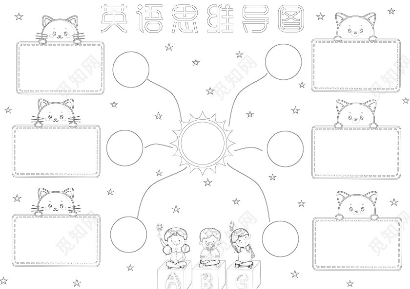 黄色手绘英语思维导图小报手抄报手绘小报手抄报