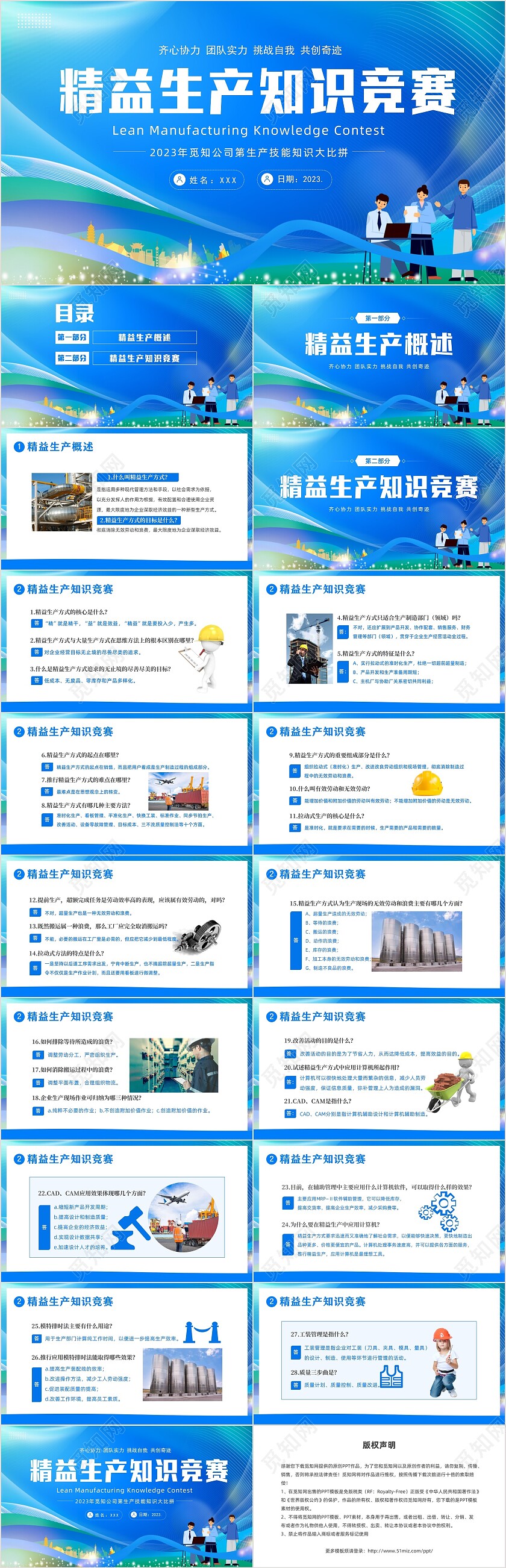 2023年精益生产知识竞赛PPT模板