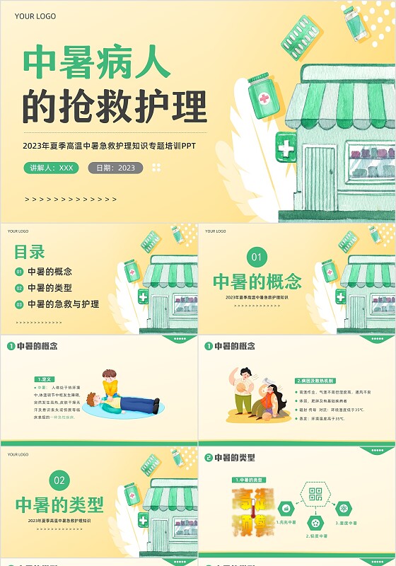 2023年中暑急救中暑抢救护理知识培训PPT课件热射病