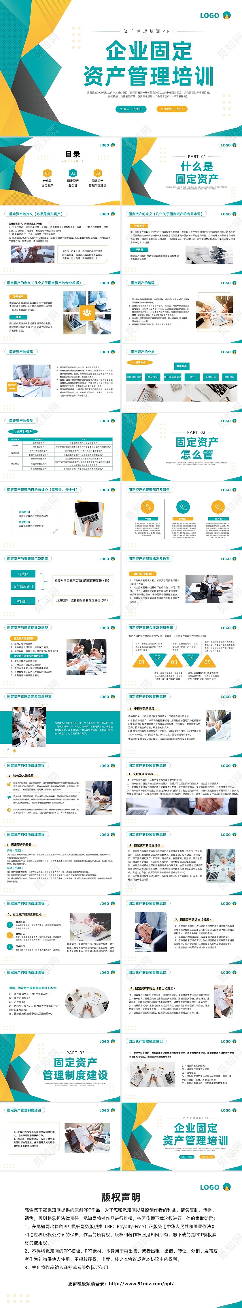 黄绿简约企业固定资产管理培训PPT模板宣传PPT动态PPT固定资产培训