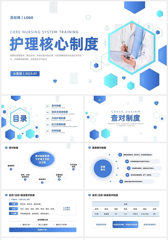 蓝色系商务简约护理核心制度培训PPT课件