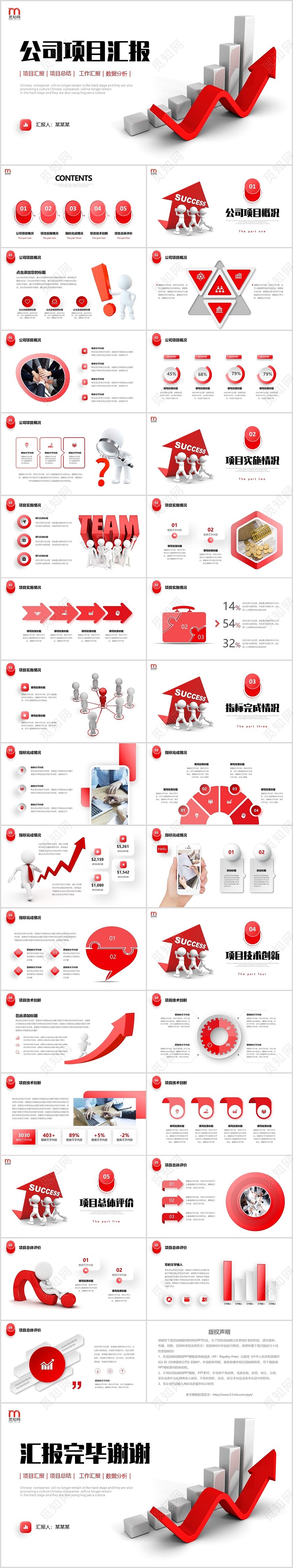 3d立体商务小人向上箭头项目汇报工作计划数据统计PPT工作总结