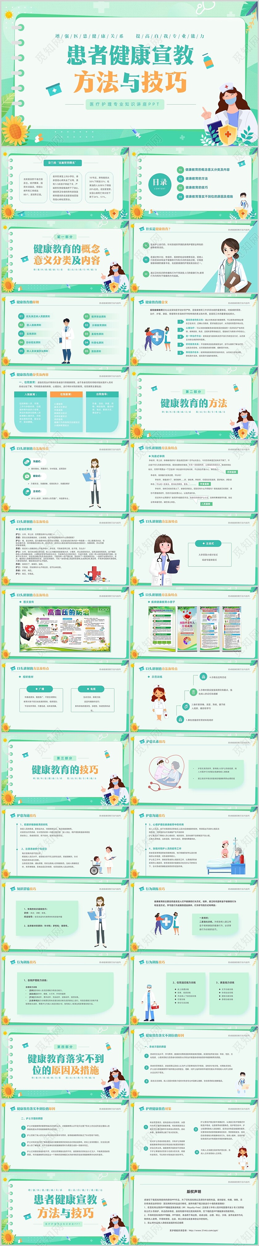 绿色清新简约医疗健康宣教方法与技巧培训PPT