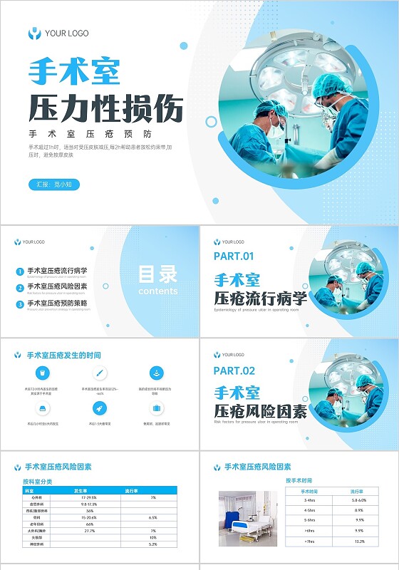 蓝色实拍手术室压力性损伤