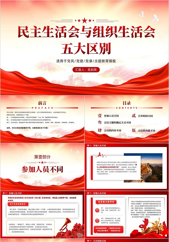 党建党员干部党课小课堂分享民主生活会和组织生活会区别PPT