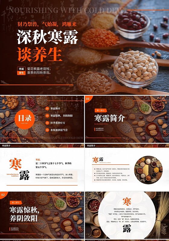 二十四节气之寒露中医中药养生秋季饮食食补PPT模板