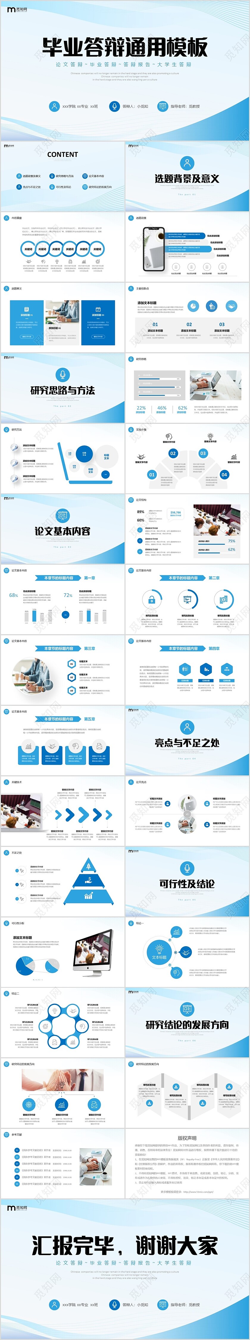 蓝色简约流体线条大学生毕业答辩报告PPT毕业答辩1