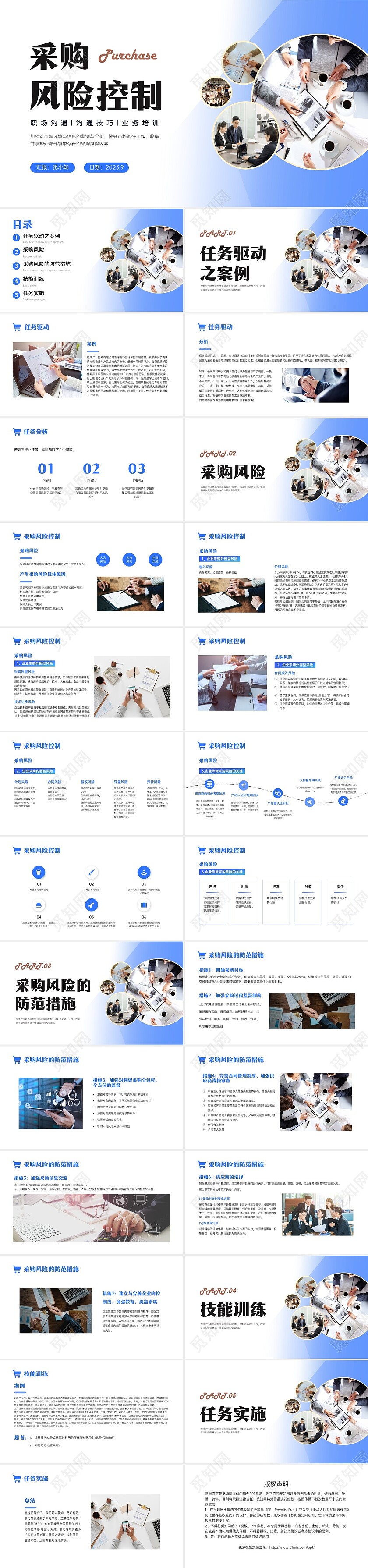 蓝色简约商务实拍采购风险控制PPT课件