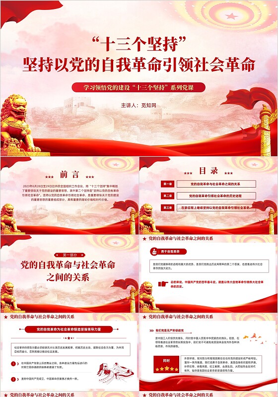 十三个坚持坚持以党的自我革命引领社会革命党课ppt党建