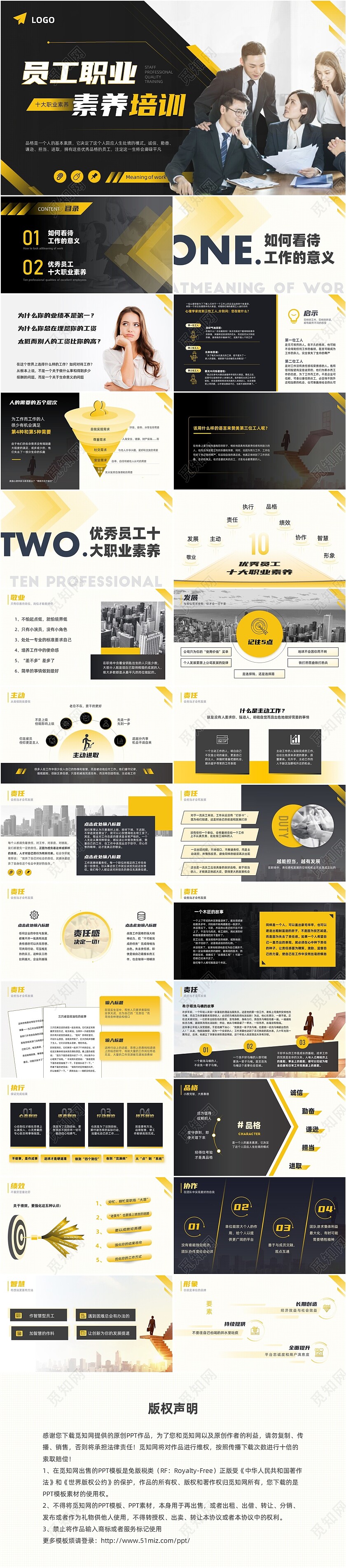 黑黄色简约员工职业素养培训实拍培训PPT课件