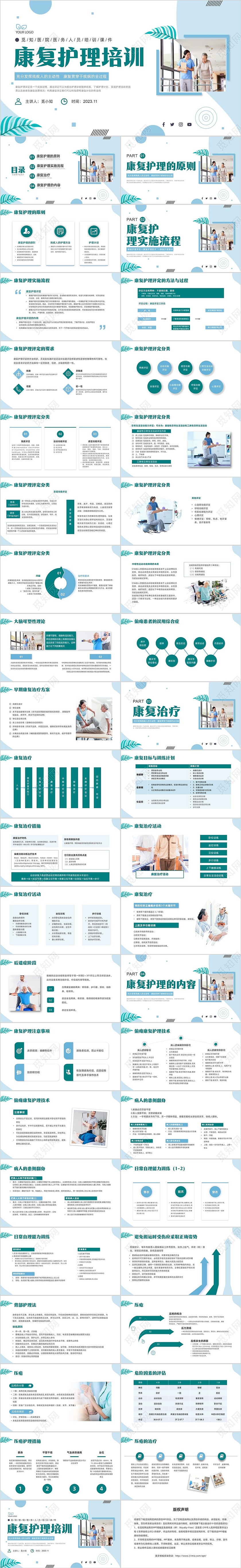 绿色实拍康复护理培训PPT课件