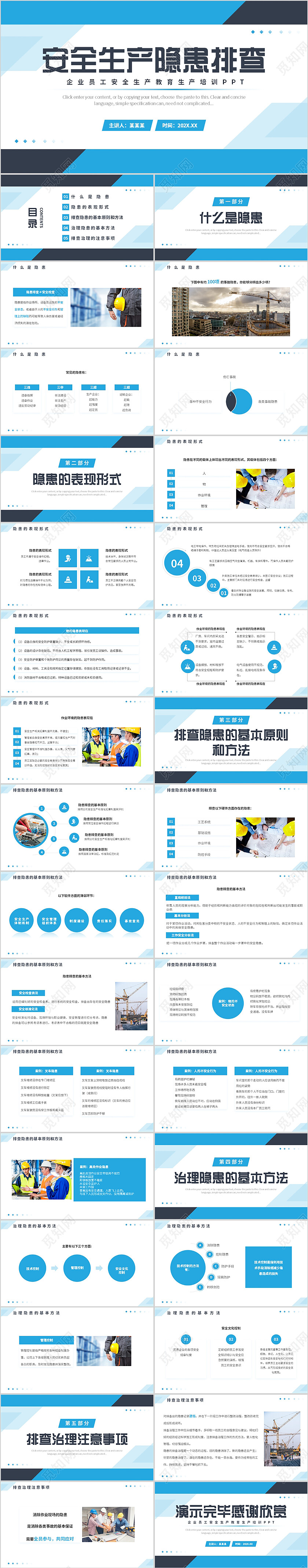 蓝色简约风安全生产隐患排查PPT模板