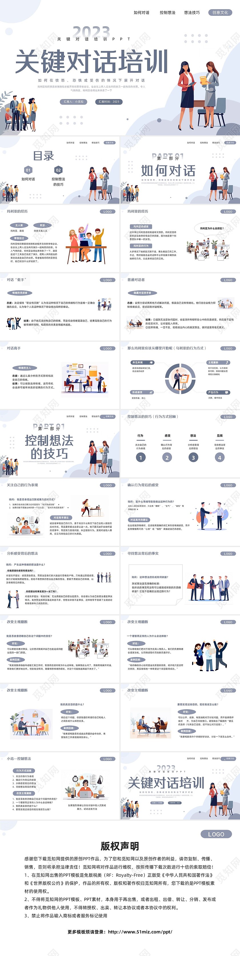 浅色简约关键对话培训PPT模板宣传PPT动态PPT