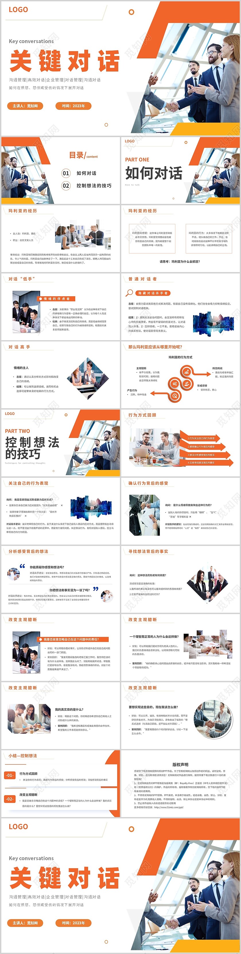 简约实拍关键对话高效能沟通主题PPT模板