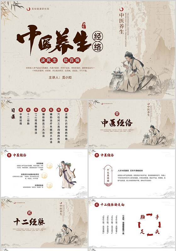 传统中国风中医经络养生PPT课件