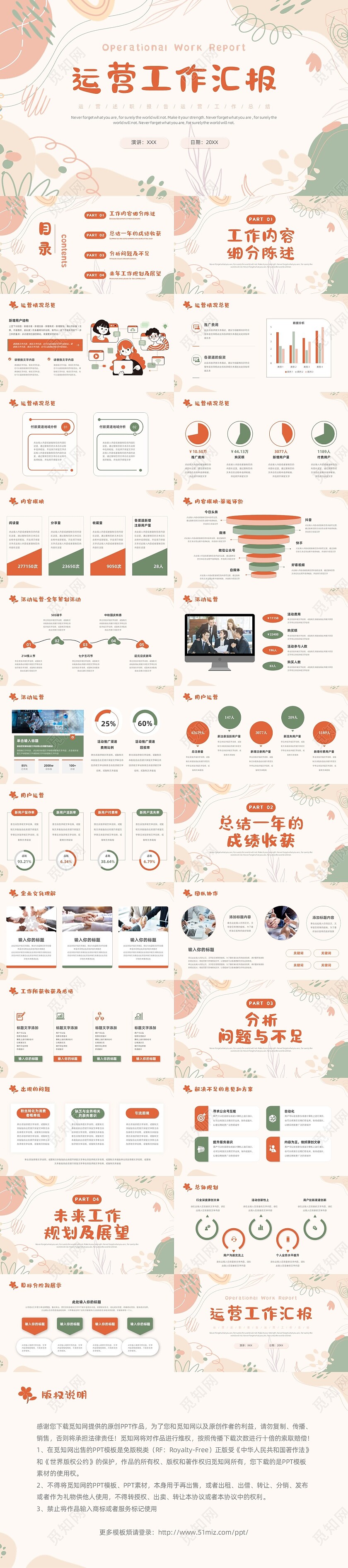 小清新风形状花卉绿植运营述职报告领导运营述职报告