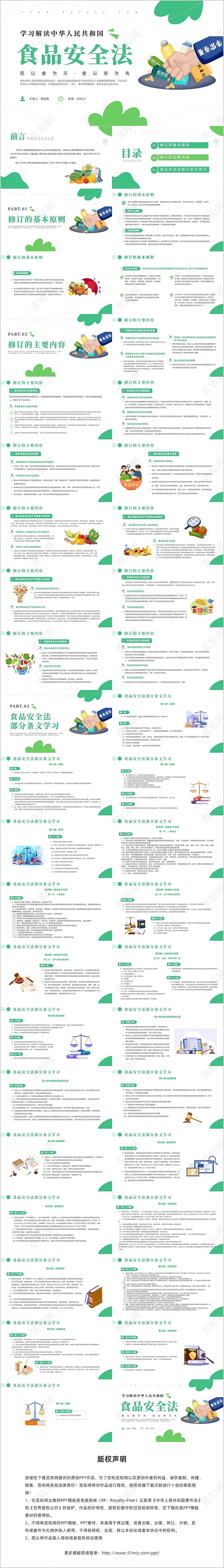 绿色简约风解读食品安全法培训课件全国食品安全法宣传周