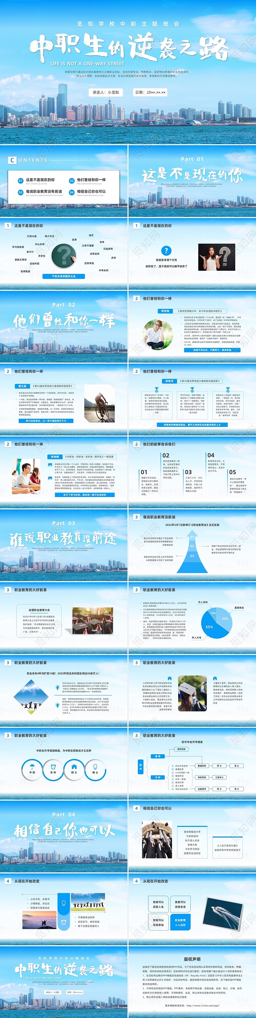 商务实拍人生不是单行道中职主题班会