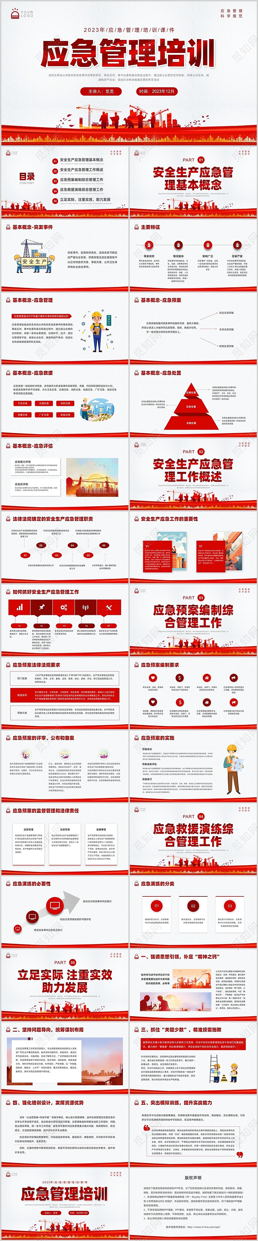红色简约应急管理培训PPT课件
