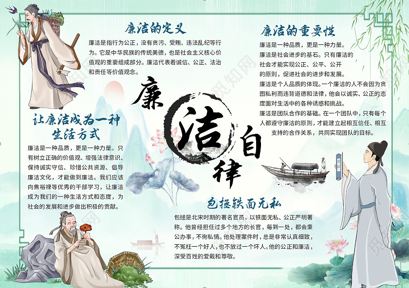 古风廉洁小报 清正廉洁 廉洁小报手抄报 古风小报手抄报