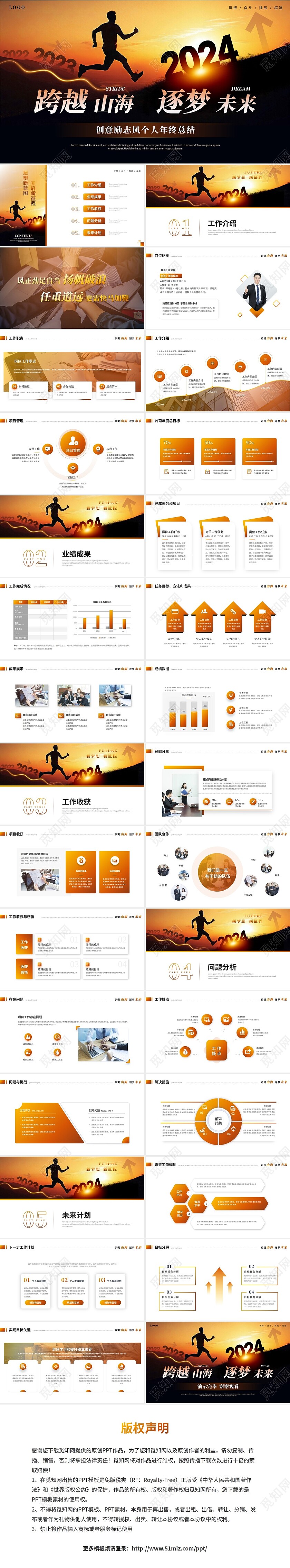 创意励志风跨越个人年终总结工作总结工作汇报述职报告ppt模板工作总结年终总结