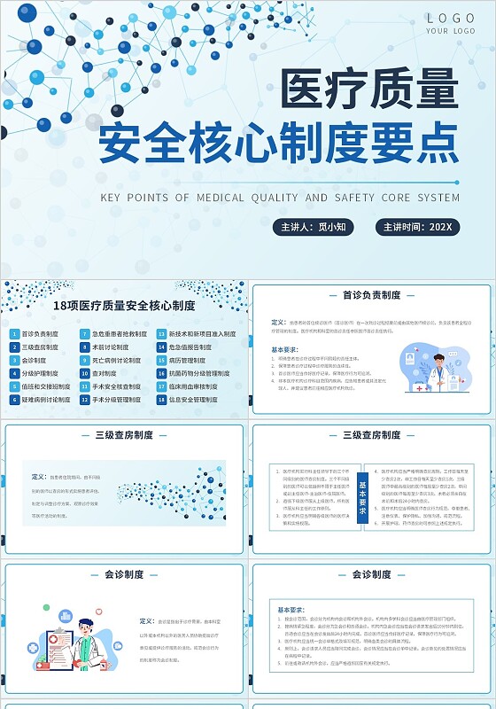 简约风医疗质量安全核心制度PPT模板