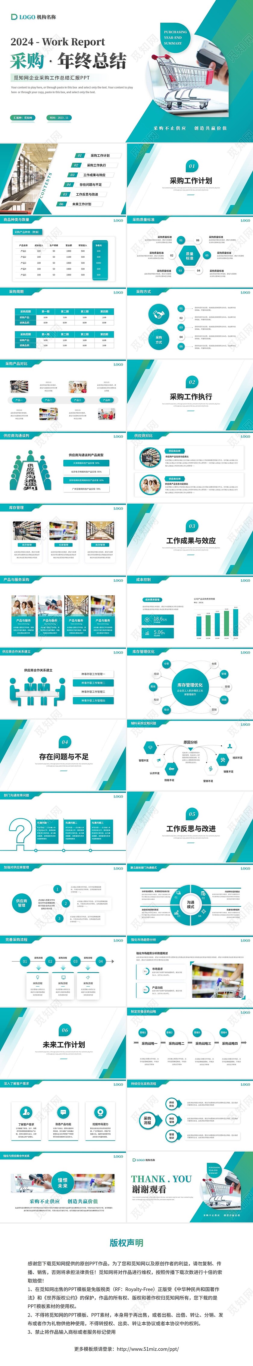 简约商务采购年终总结工作总结工作汇报ppt模板