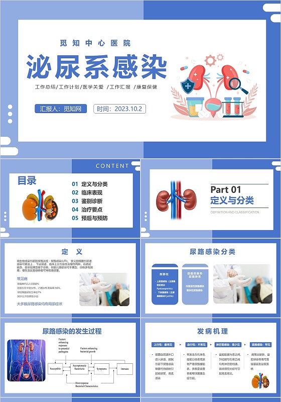 医疗风医疗泌尿系感染PPT模板