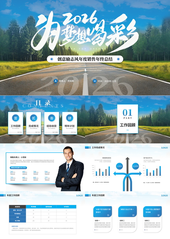 创意实拍商务励志风销售年终总结工作总结工作汇报述职报告ppt2026