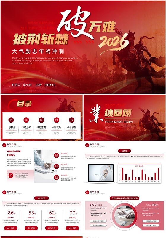 红色励志风书法字体年终冲刺年终总结工作总结年终总结2026