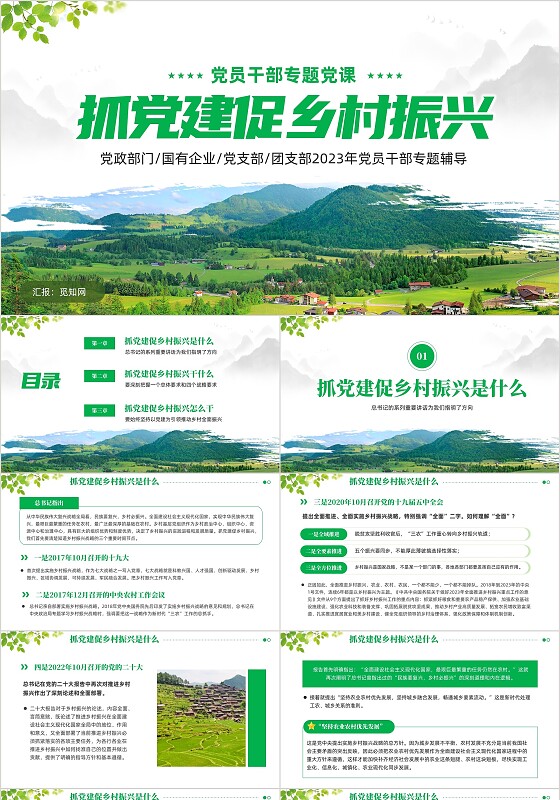 绿色抓党建促乡村振兴三农党课课件PPT