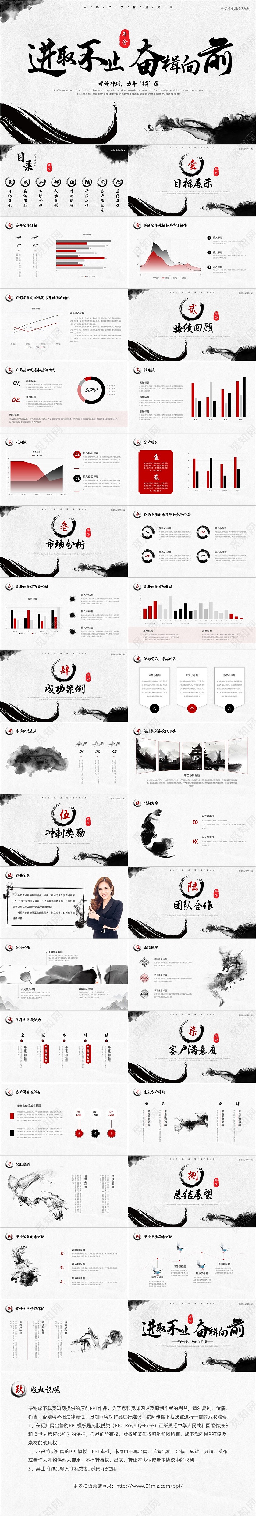 简约中国风墨迹企业员工年终冲刺进取不止奋楫向前工作总结工作总结年终总结