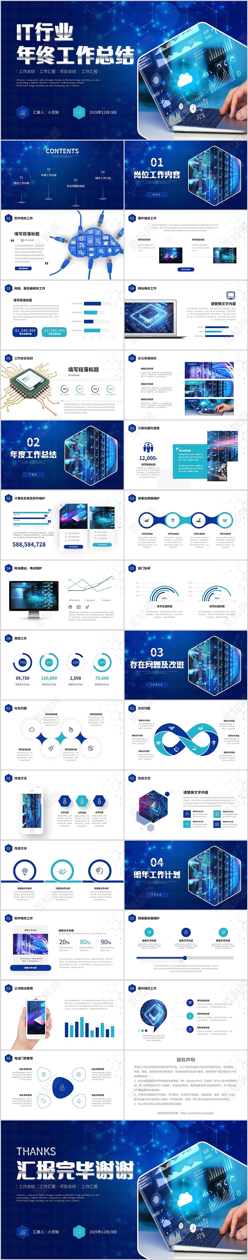 科技风IT行业科技公司年终工作总结PPT年终总结