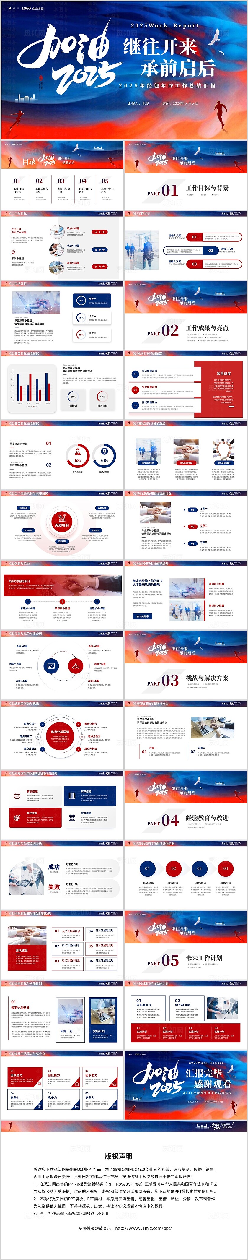 蓝色渐变大气商务2024年企业经理年终工作总结工作汇报PPT年终总结