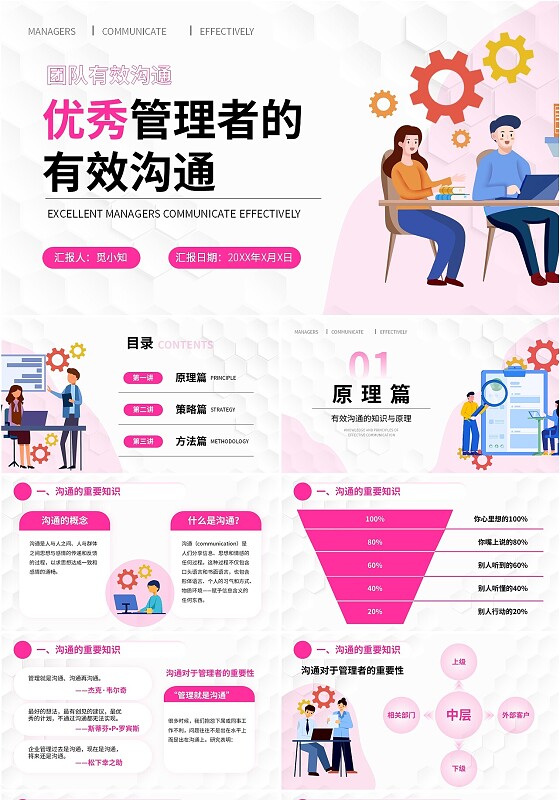 插画风团队管理如何带好团队管理者的有效沟通PPT