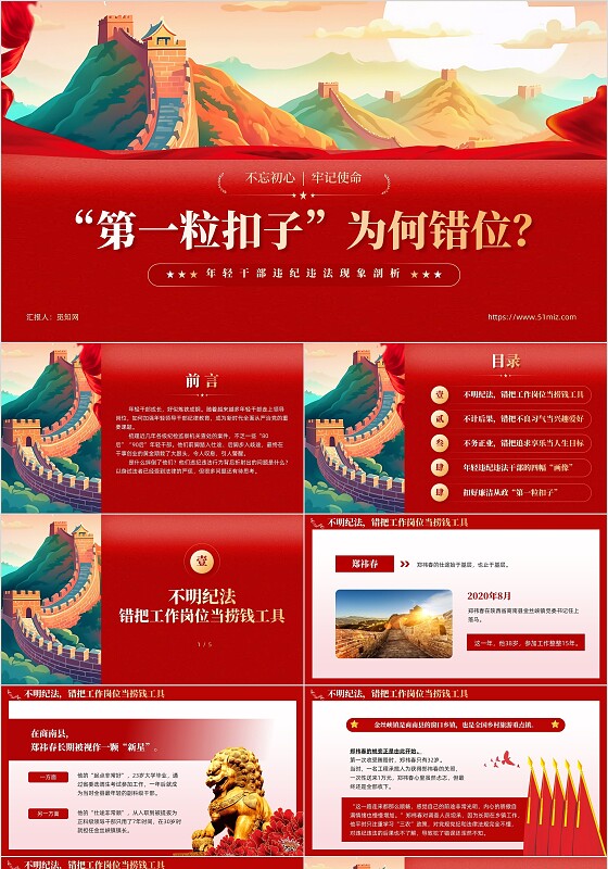 红色党建第一粒扣子为何扣错位青年干部廉洁教育党课课件PPT