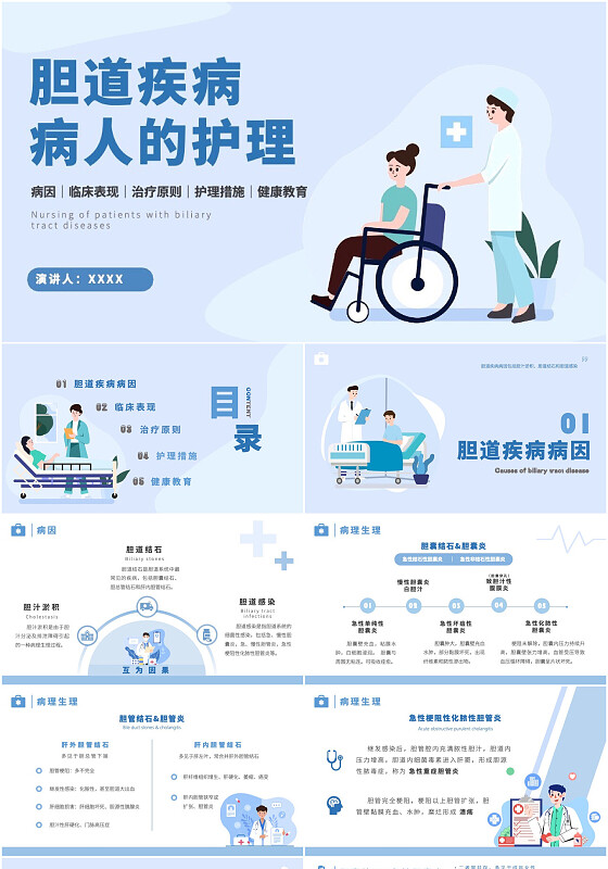 插画+动态+胆道疾病病人的护理+培训课件+PPT
