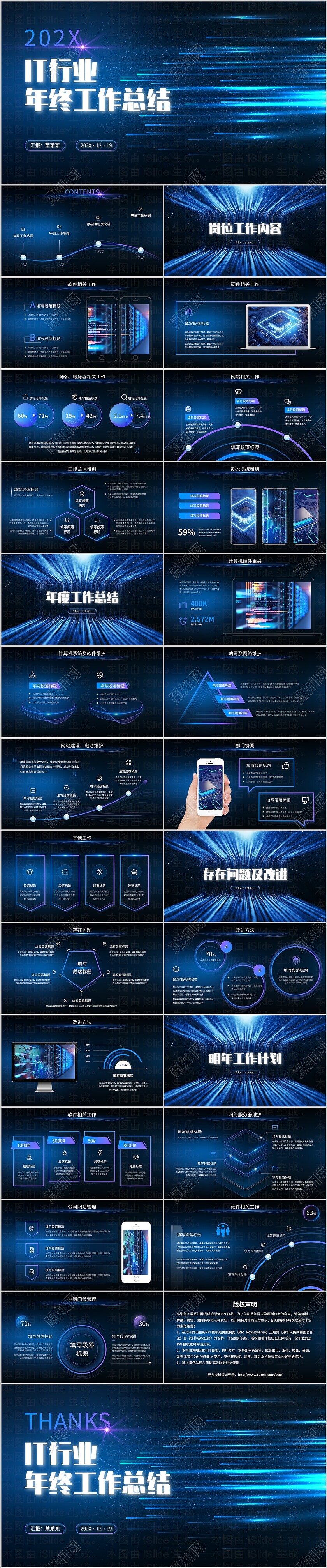 简约光线科技风IT行业科技公司年终工作总结PPT年终总结