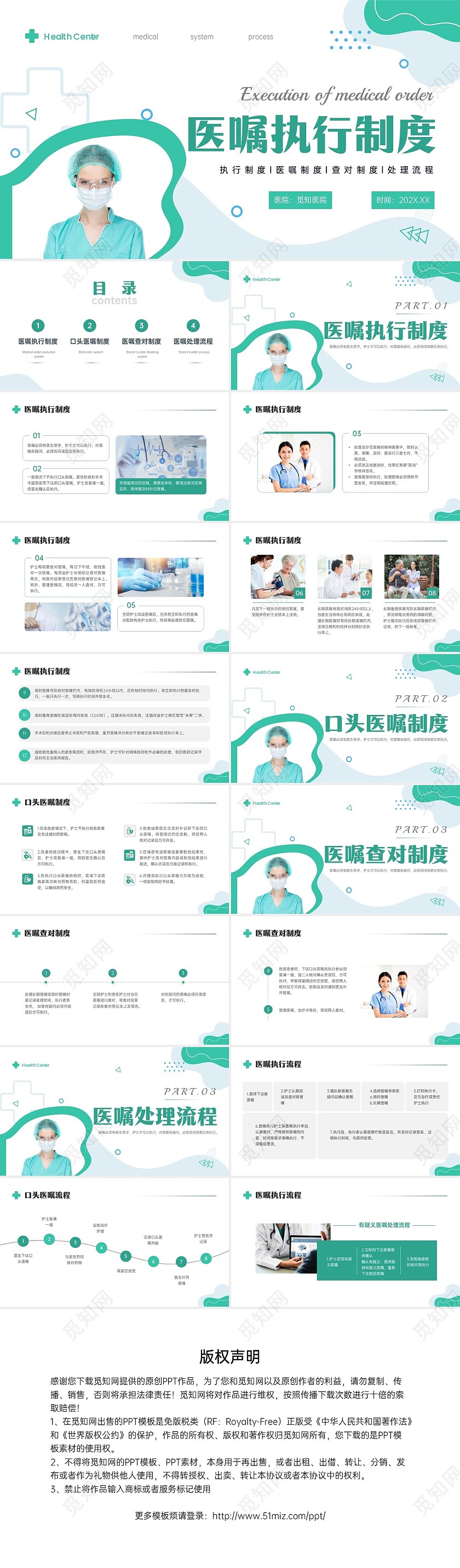 绿色形状商务实拍医嘱执行制度及流程培训执行制度ppt护理医疗