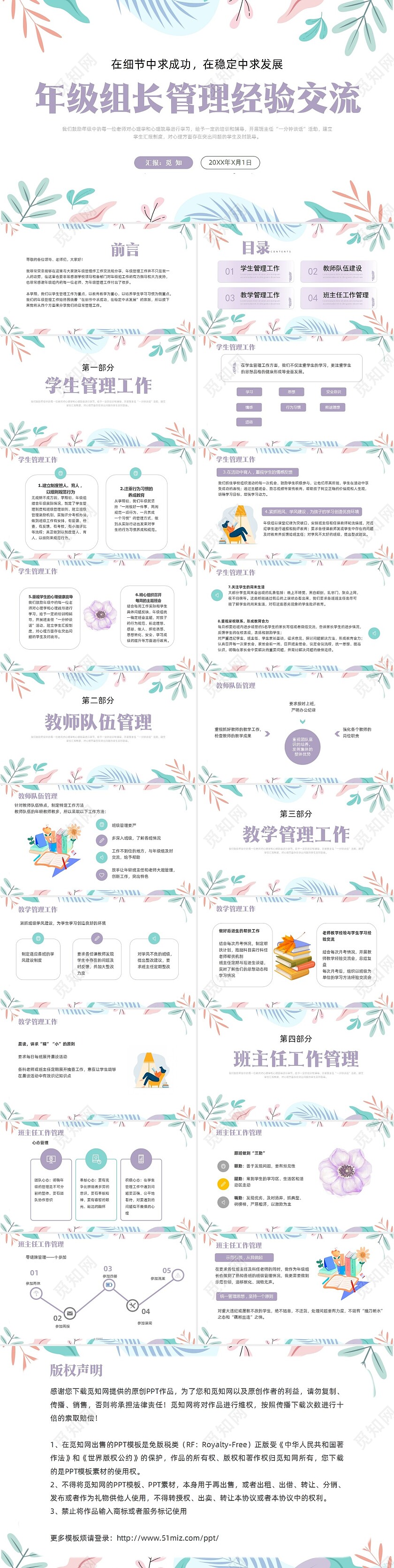 简约风下清新年级组长管理经验交流PPT课件教师培训