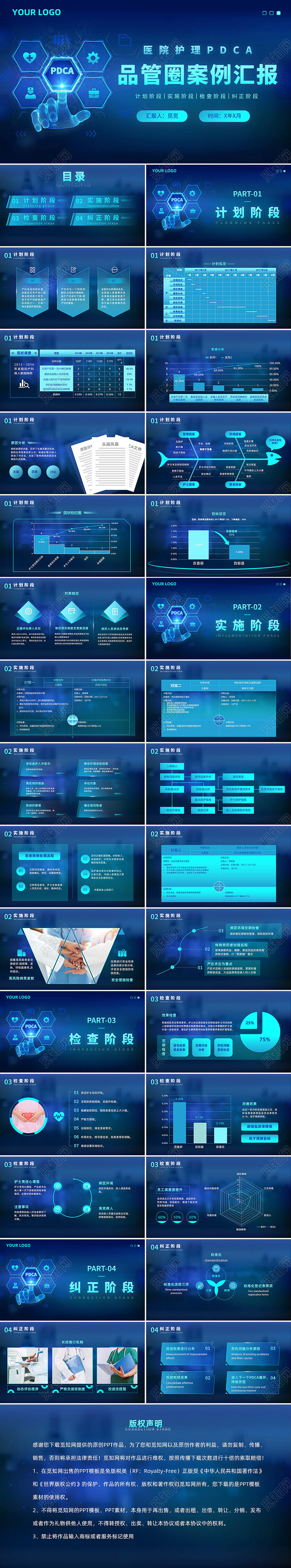 科技风光效手指PDCA医院护理品管圈案例汇报医疗培训PPTpdca