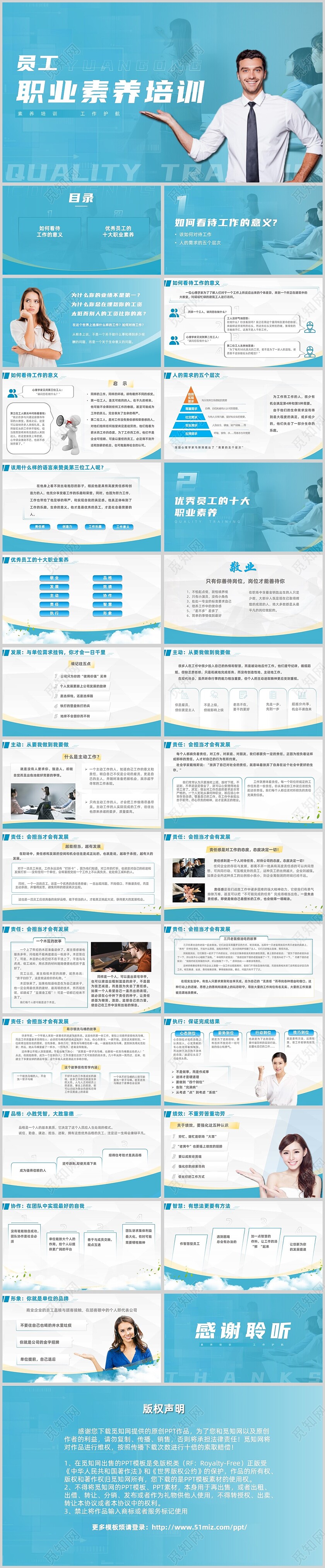 工作汇报+简约风+员工职业素养培训+商用+工作汇报PPT模板