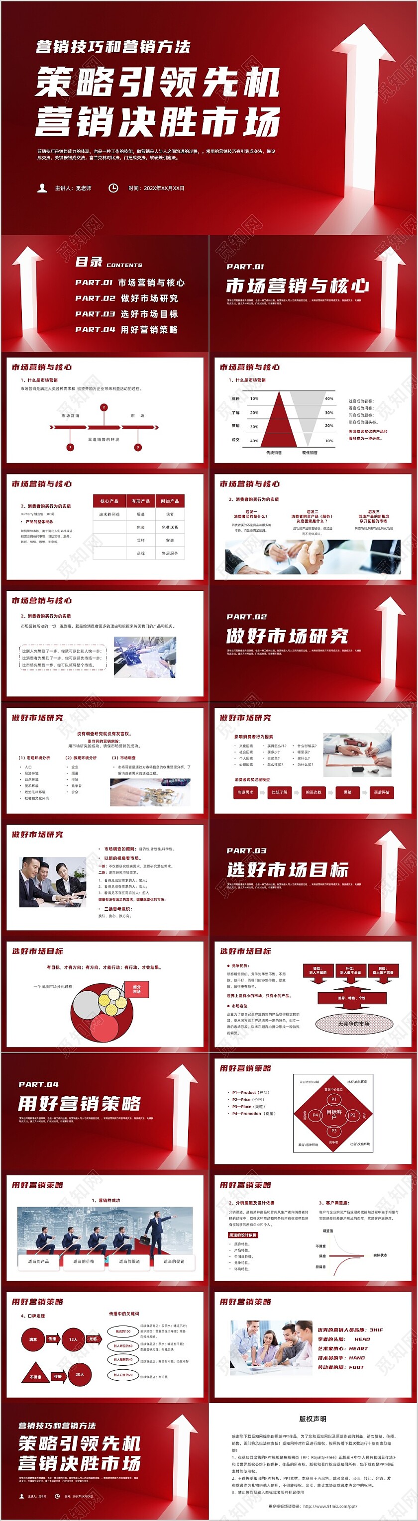 红色简约风营销技巧和营销方法培训课件