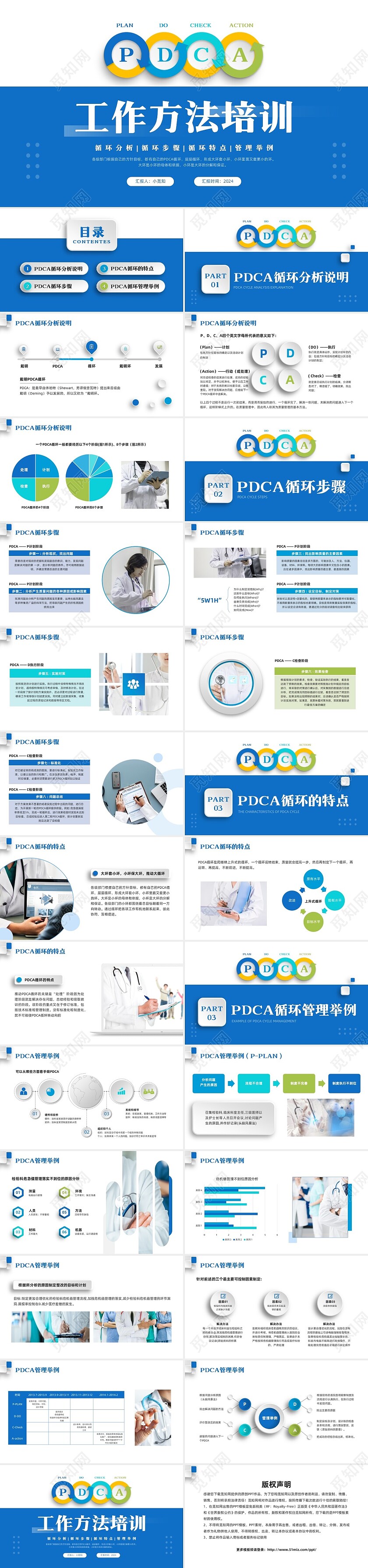 蓝色微粒体工作方法培训PDCA培训PPT模板宣传PPT动态PPTpdca