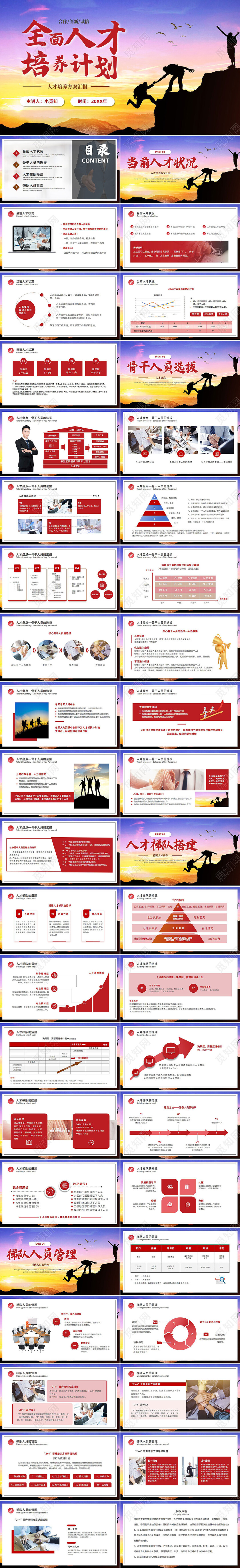 励志实拍风登山人物剪影全面人才培养方案汇报PPT