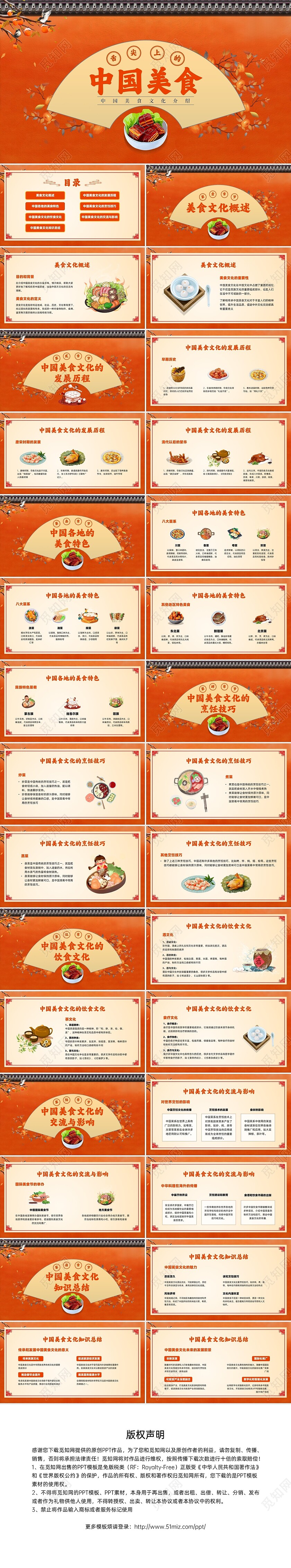 红色国风卡通中国美食文化介绍PPT课件