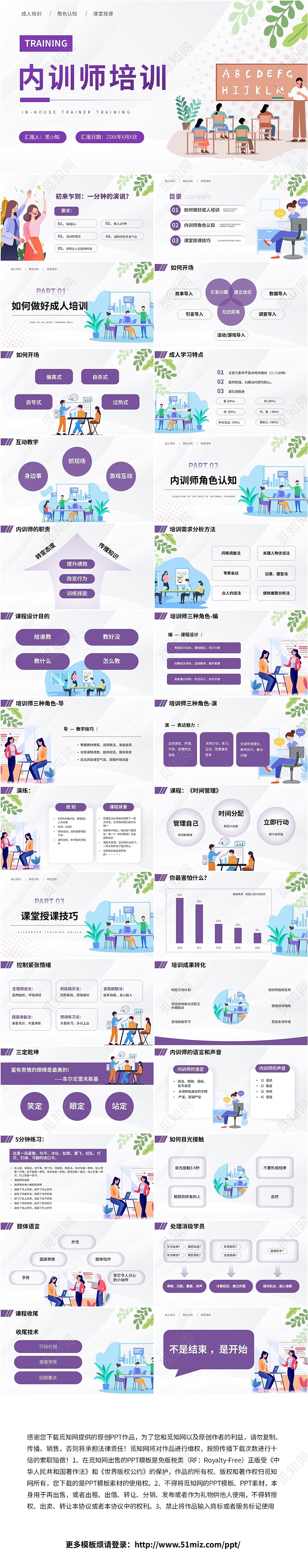 插画风小清新内训师培训PPT模板