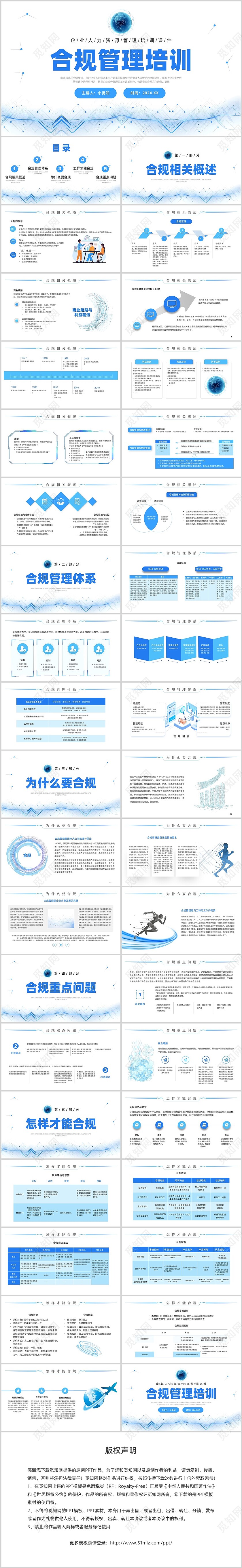 蓝色简约科技企业培训合规管理PPT课件
