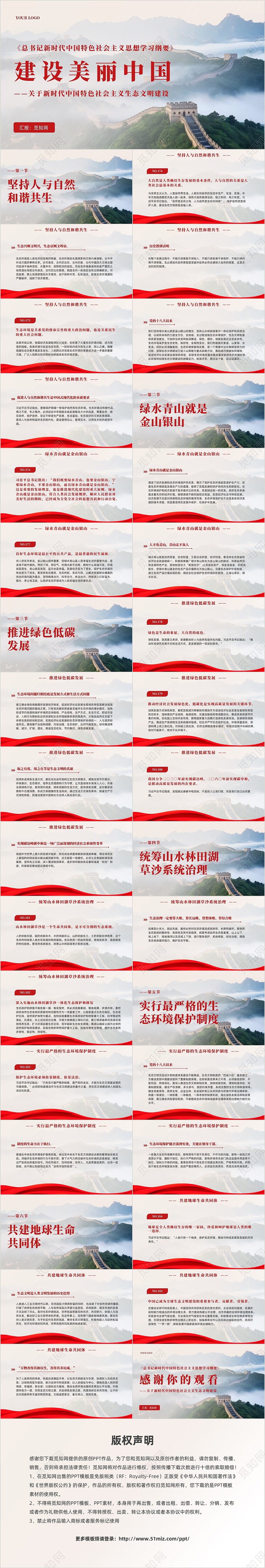 2023年版学习纲要党课ppt建设美丽中国课件PPT党建