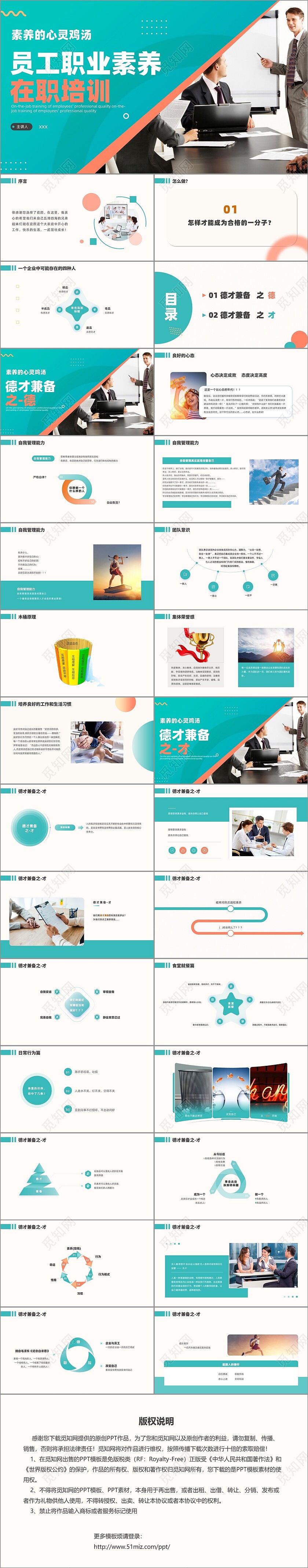 蓝色商务风职业素养培训专用内容型PPT